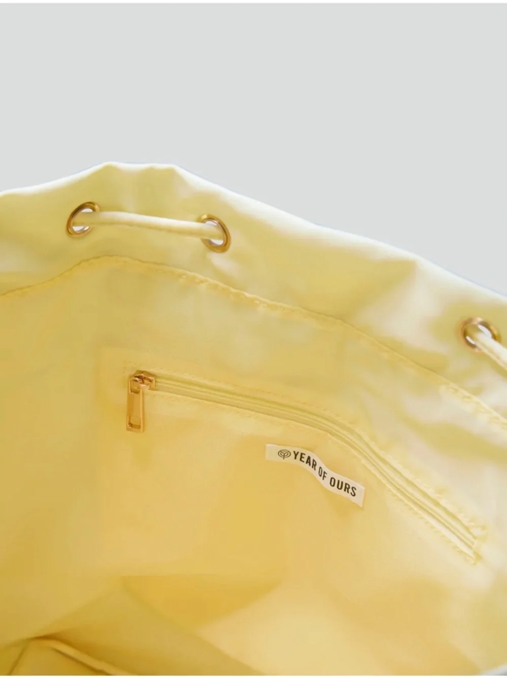 Year of Ours Backpack with Front Pockets- Baby Yellow . Rose Gold Hardware - Picture 9 of 13